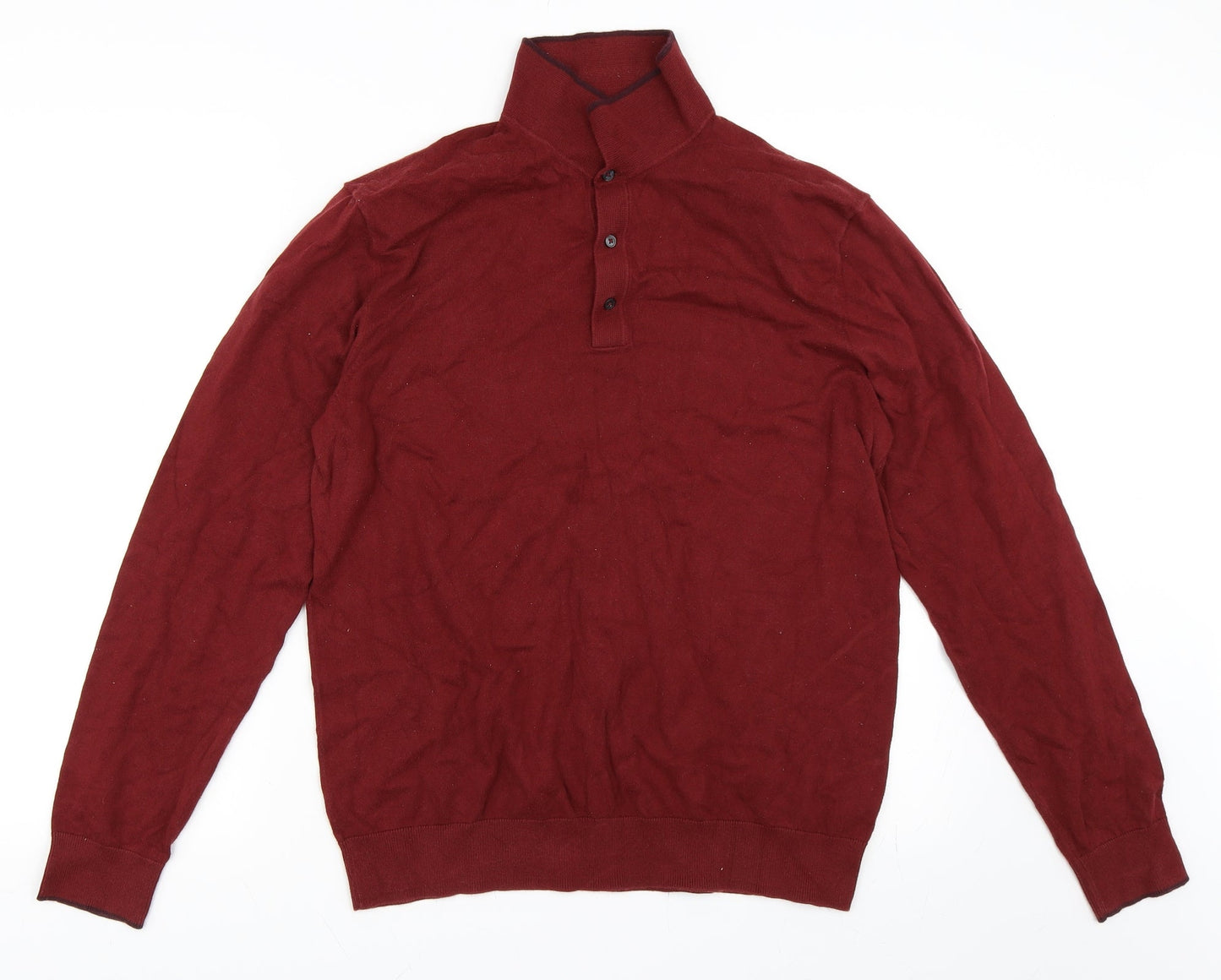 Marks and Spencer Mens Red   Henley Sweatshirt Size M