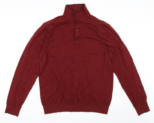 Marks and Spencer Mens Red   Henley Sweatshirt Size M