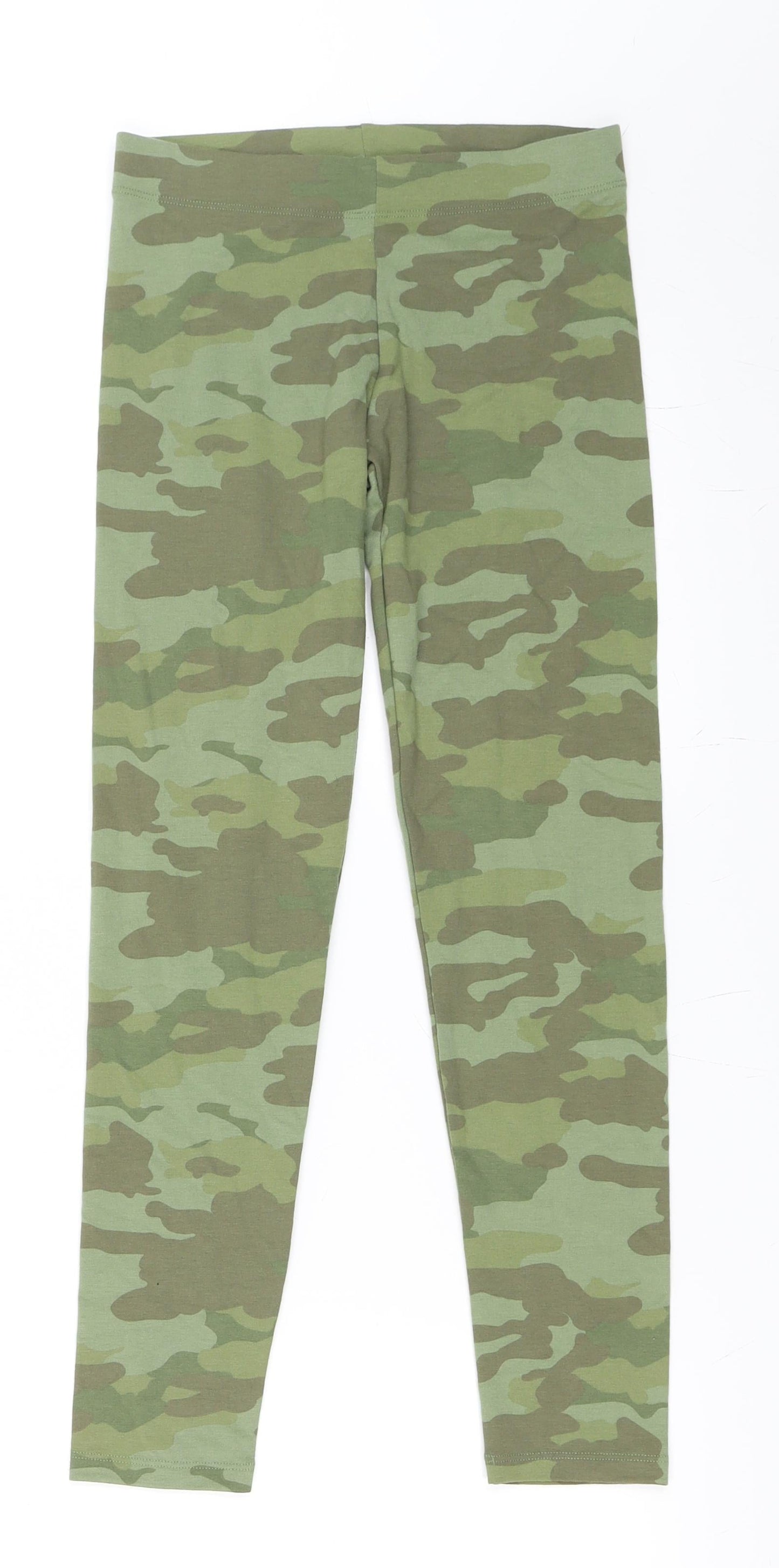 Marks and Spencer Girls Green Camouflage  Carrot Trousers Size 10-11 Years