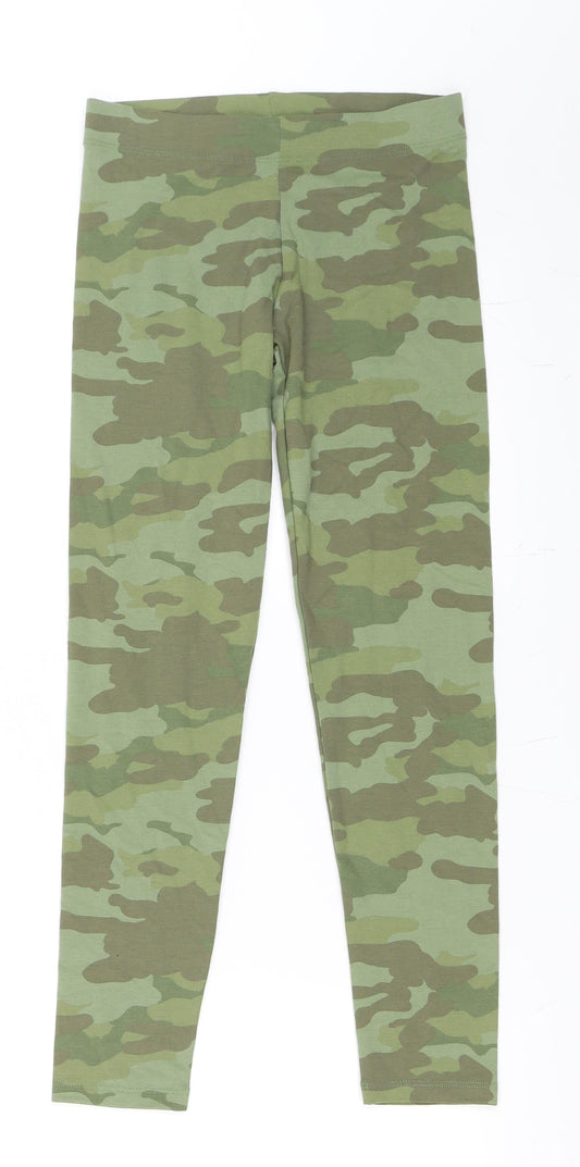 Marks and Spencer Girls Green Camouflage  Carrot Trousers Size 10-11 Years