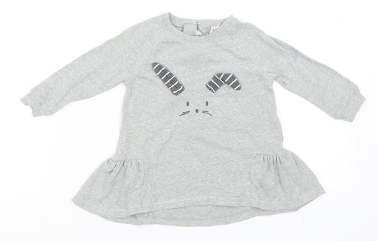 NEXT Girls Grey   Skater Dress  Size 9-12 Months  - Bunny