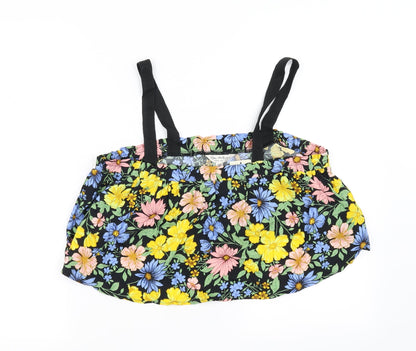 Front view of Miss Selfridge women’s yellow floral basic tank, size UK 12