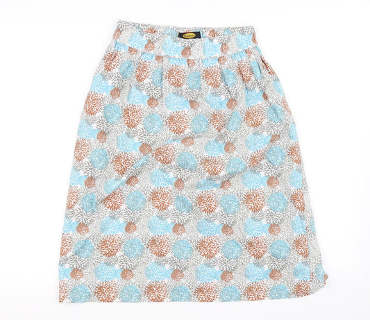 Preworn Womens Blue Floral  A-Line Skirt Size 14