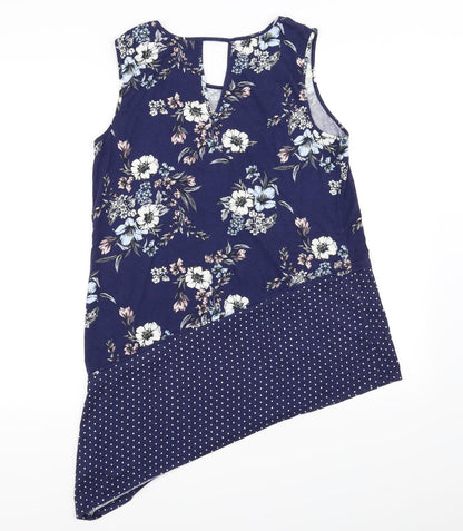 Back view of Roman women’s blue polka dot basic t-shirt, size UK 12