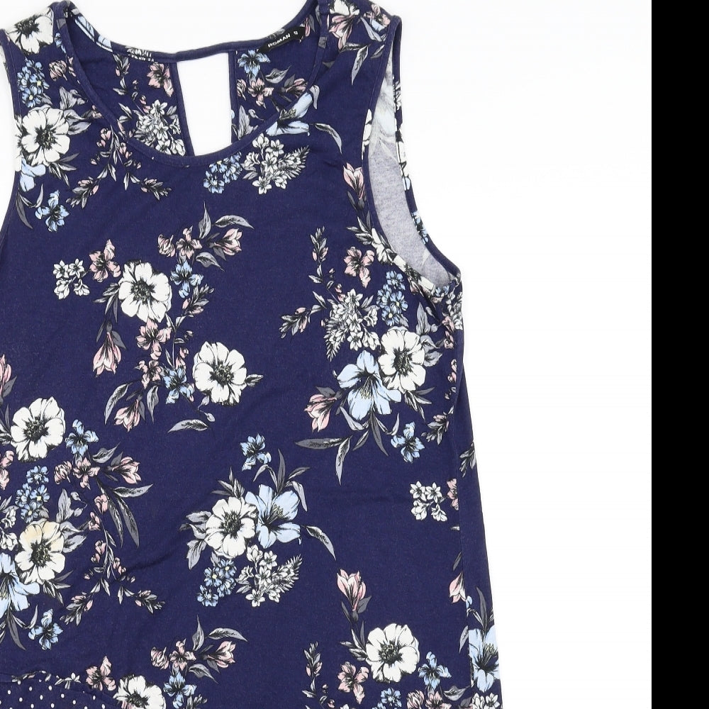 Roman Womens Blue Polka Dot  Basic T-Shirt Size 12