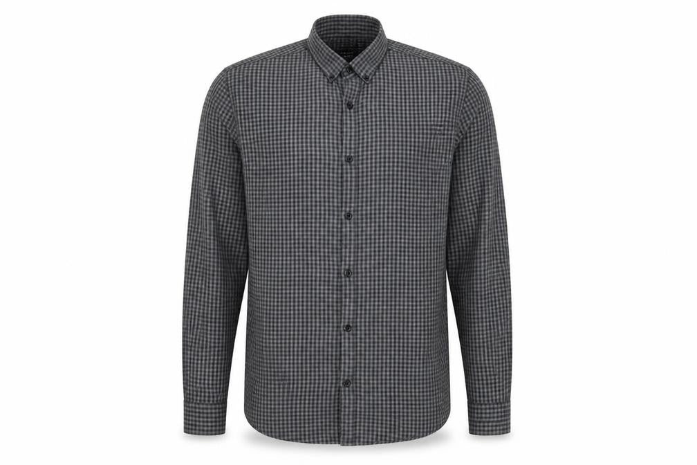 Cedarwood State Mens Grey Check Button-Up Size 14.5