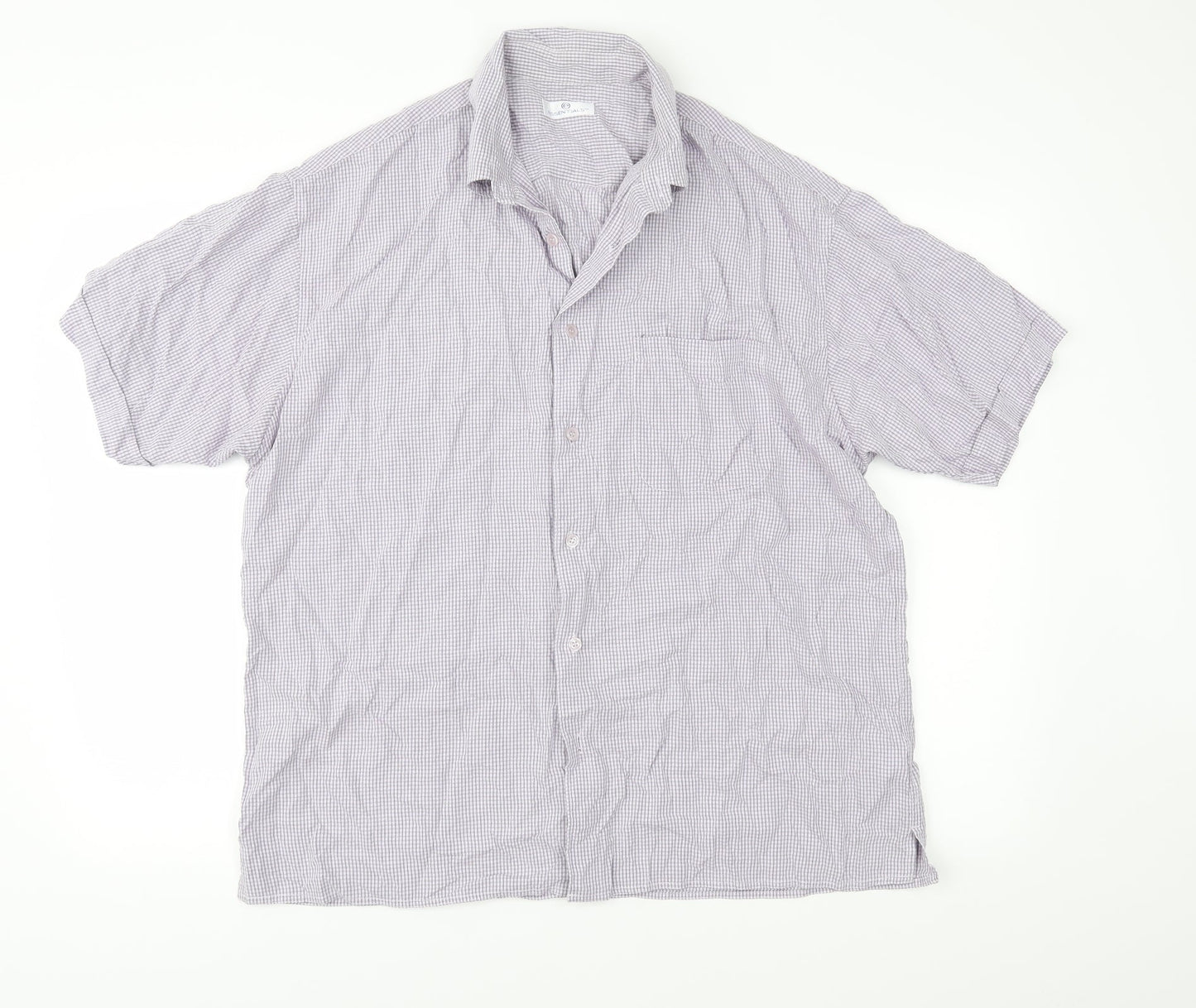 Essentials Mens Purple Check   Button-Up Size L