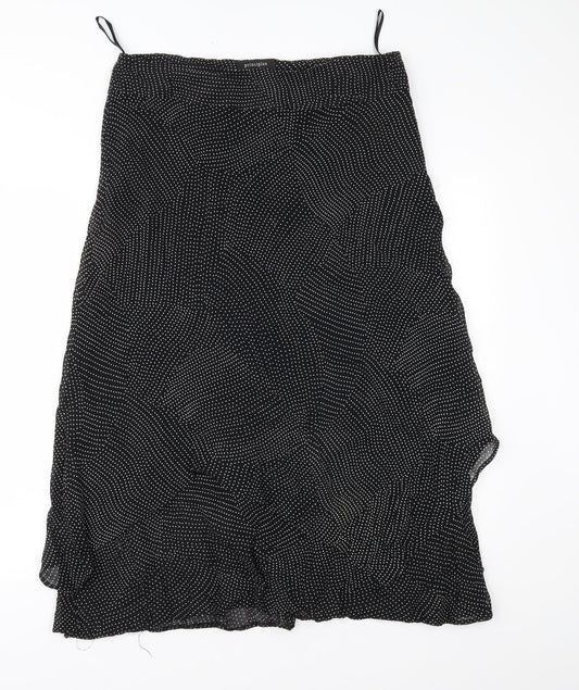 Principles Womens Black Polka Dot Chiffon Flare Skirt Size 34 in