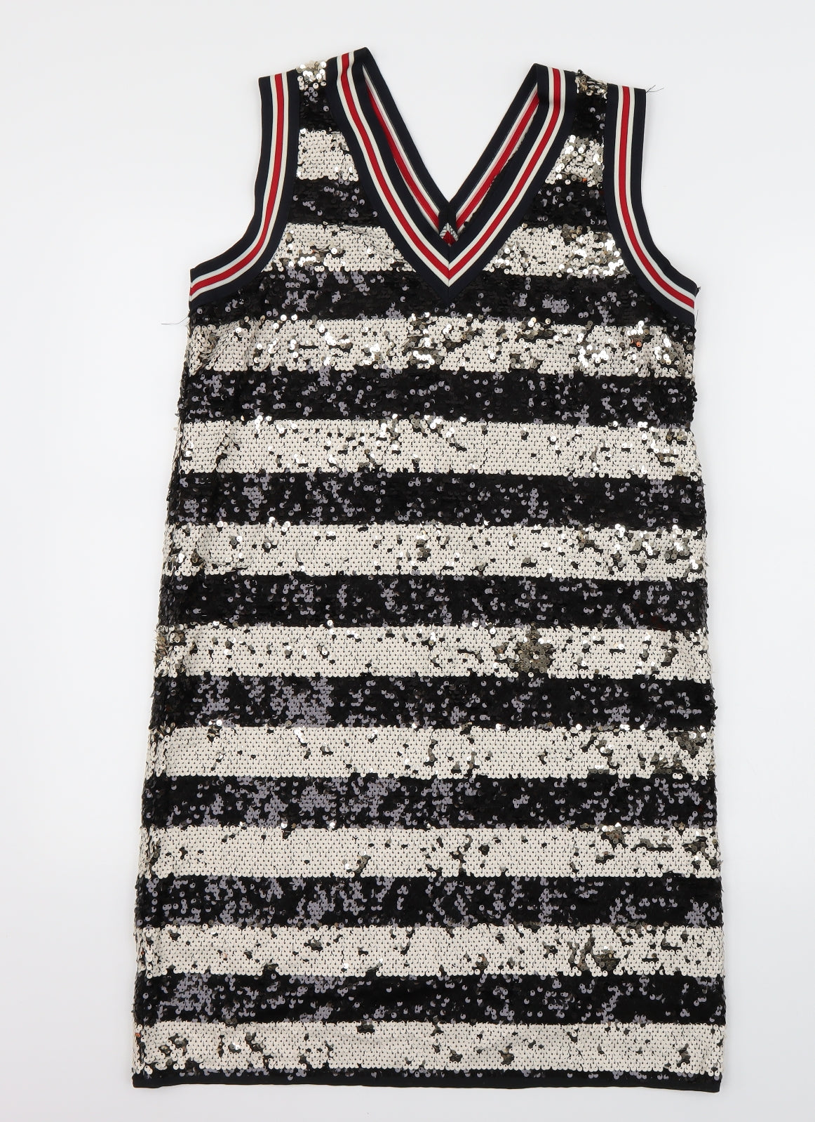 RESERVED Womens Black Striped  A-Line  Size M
