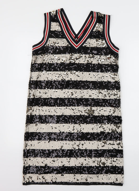 RESERVED Womens Black Striped  A-Line  Size M
