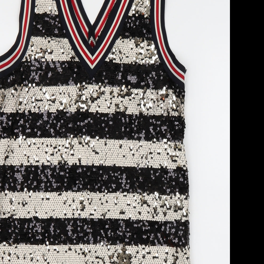 RESERVED Womens Black Striped  A-Line  Size M