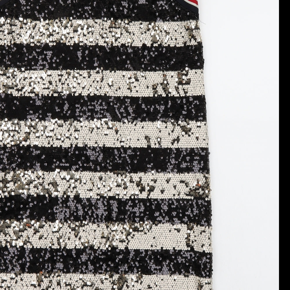RESERVED Womens Black Striped  A-Line  Size M