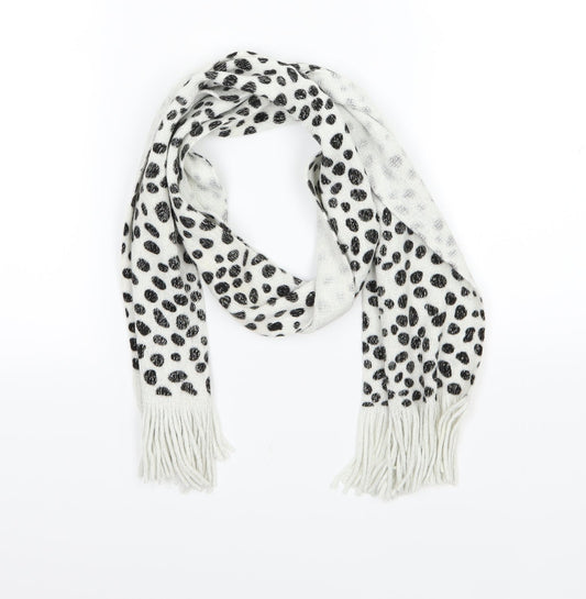 Preworn Womens White Polka Dot Knit  Scarf