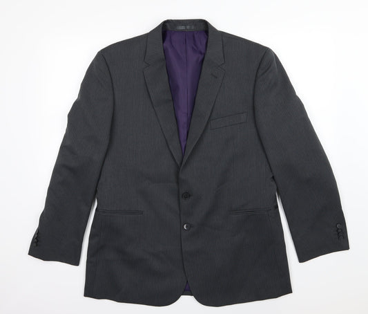 Taylor & Wright Mens Grey Striped Rayon Jacket Suit Jacket Size 42