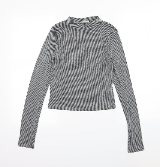 River Island Womens Grey Striped Knit Pullover Jumper Size 12