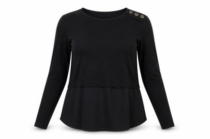 Front view of Warehouse women’s black basic t-shirt, size UK 14