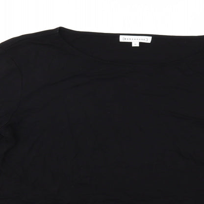 Close-up detail of Warehouse women’s black basic t-shirt, size UK 14