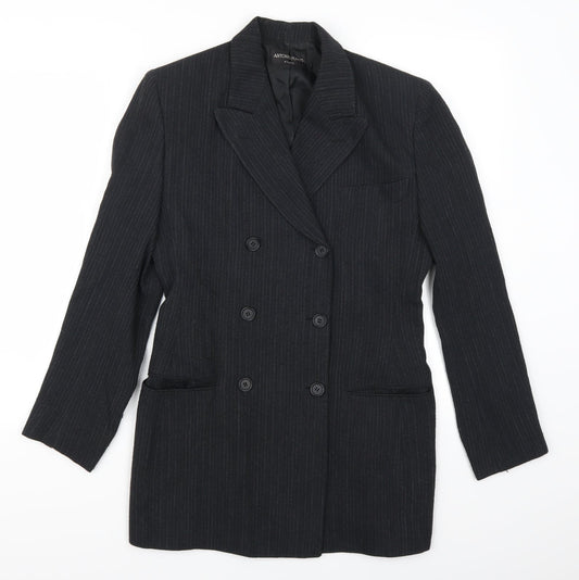Antonio Fusco Womens Grey Striped  Jacket Suit Jacket Size 10