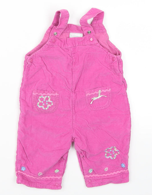 Lynnat Girls Pink Flecked Corduroy Dungaree One-Piece Size 6-9 Months