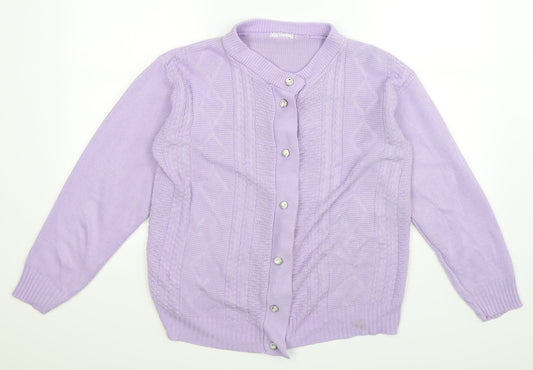Preworn Womens Purple  Knit Cardigan Jumper Size L