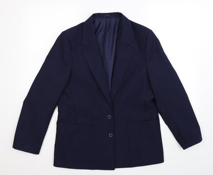 Additional front view of Preworn women’s blue jacket suit jacket, size UK 12