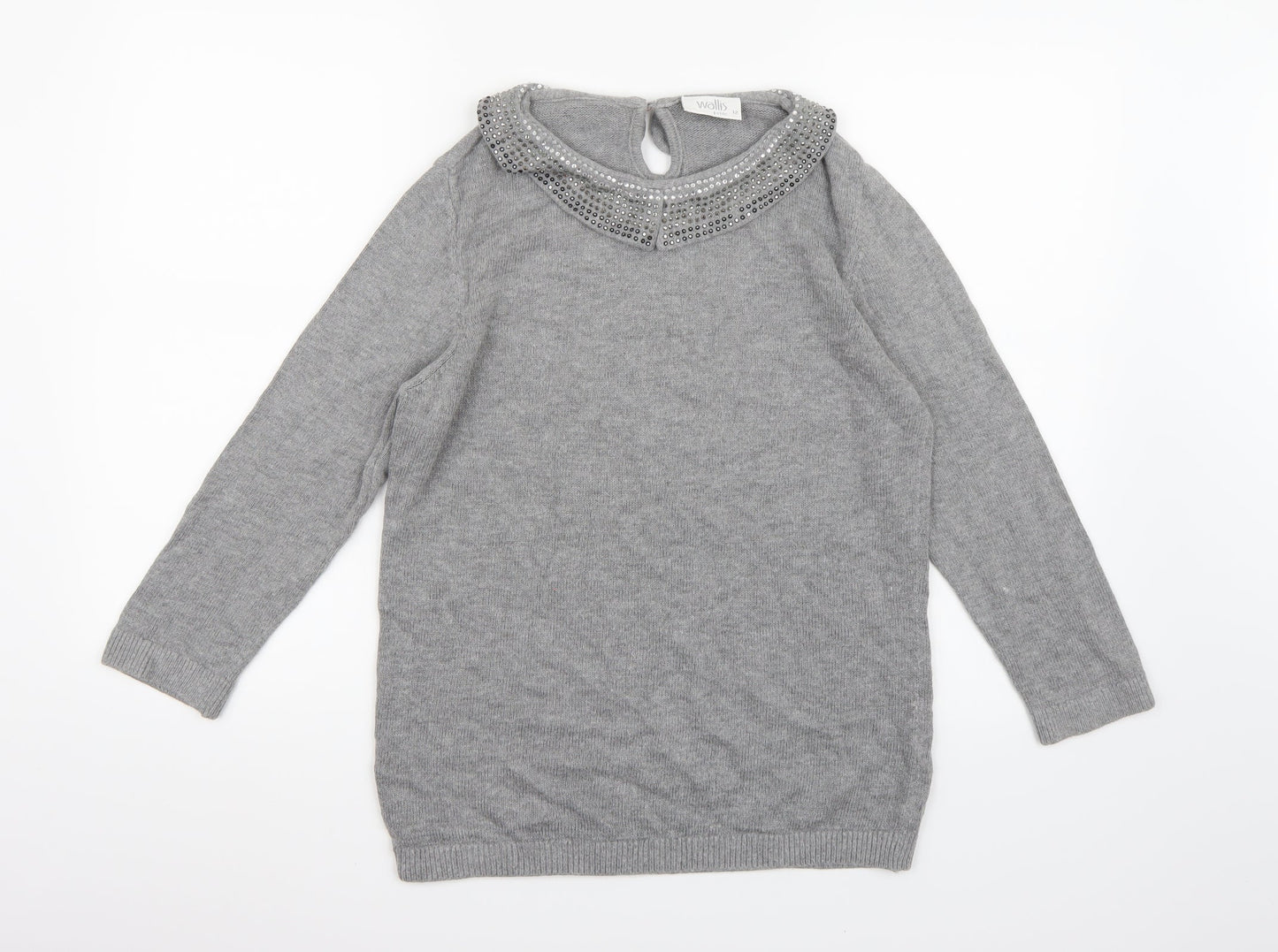 Wallis Womens Grey  Knit Pullover Jumper Size 12