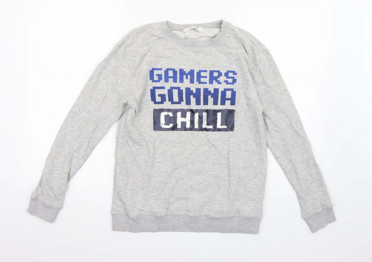 H&M Boys Grey  Jersey Pullover Sweatshirt Size 11 Years