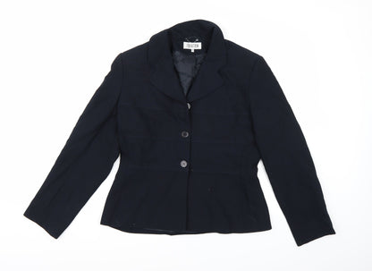 Additional front view of Equation women’s blue rayon jacket blazer, size UK 12