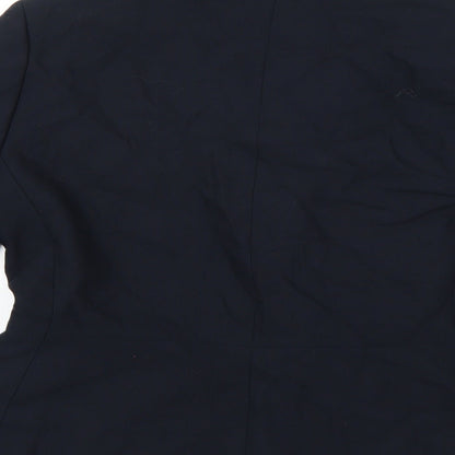 Brand and care label for Equation women’s blue rayon jacket blazer, size UK 12
