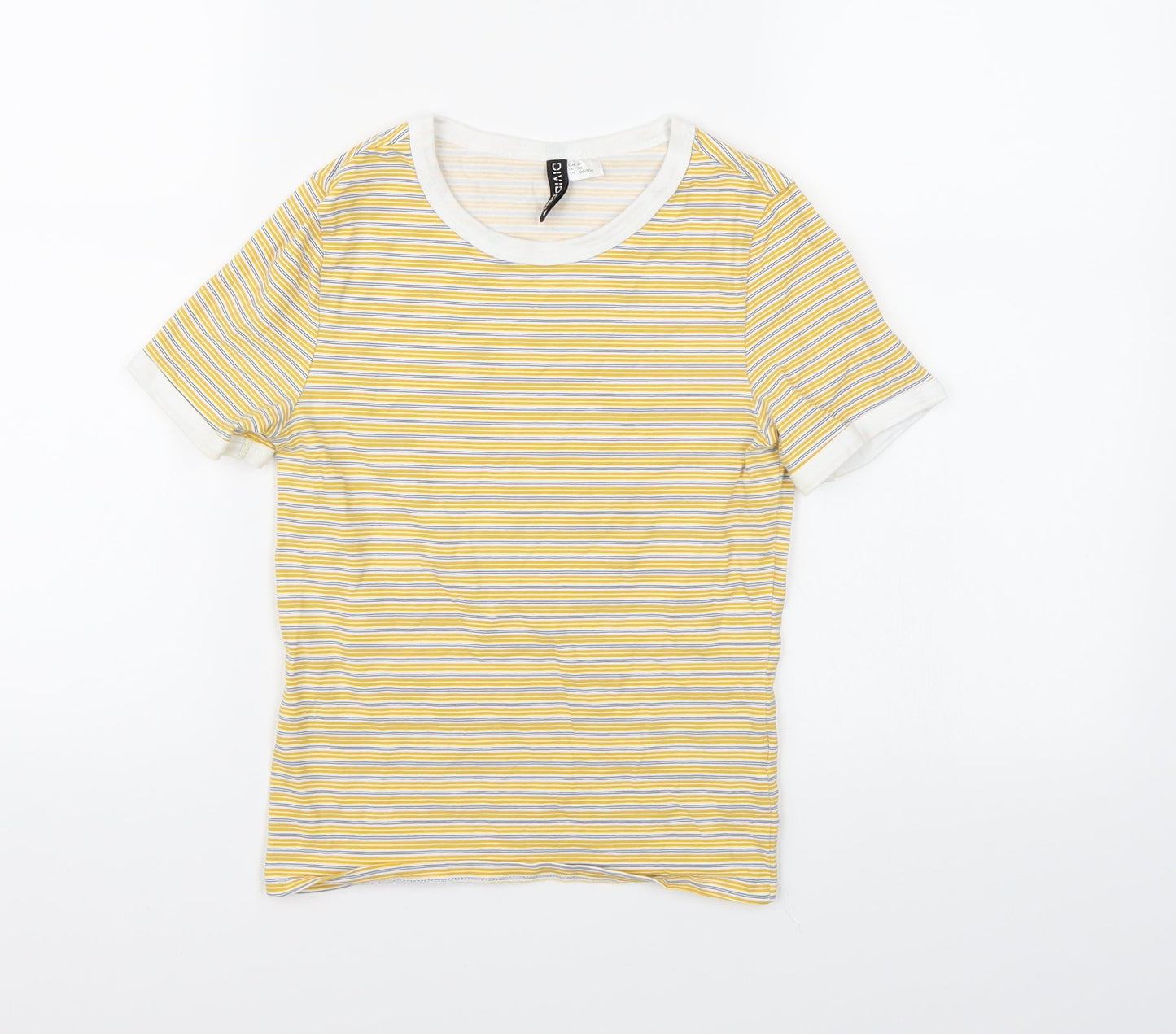 Divided Womens Yellow Striped  Basic T-Shirt Size XS