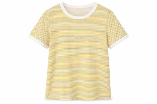 Divided Womens Yellow Striped  Basic T-Shirt Size XS