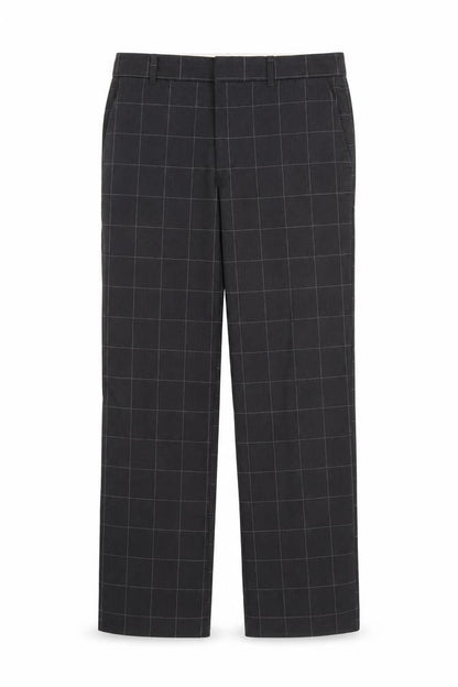 Front view of Weekday men’s grey check trousers, 29-inch leg