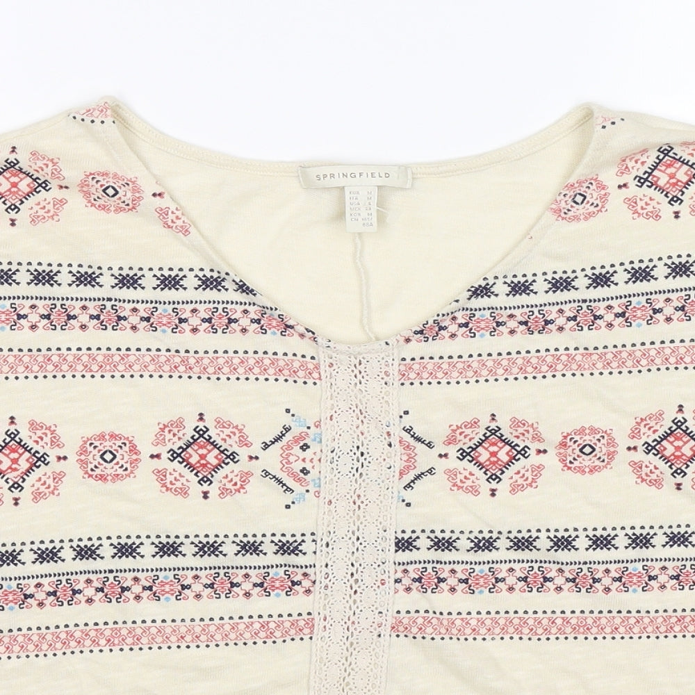 Springfield Womens Beige Floral Knit Pullover Jumper Size M