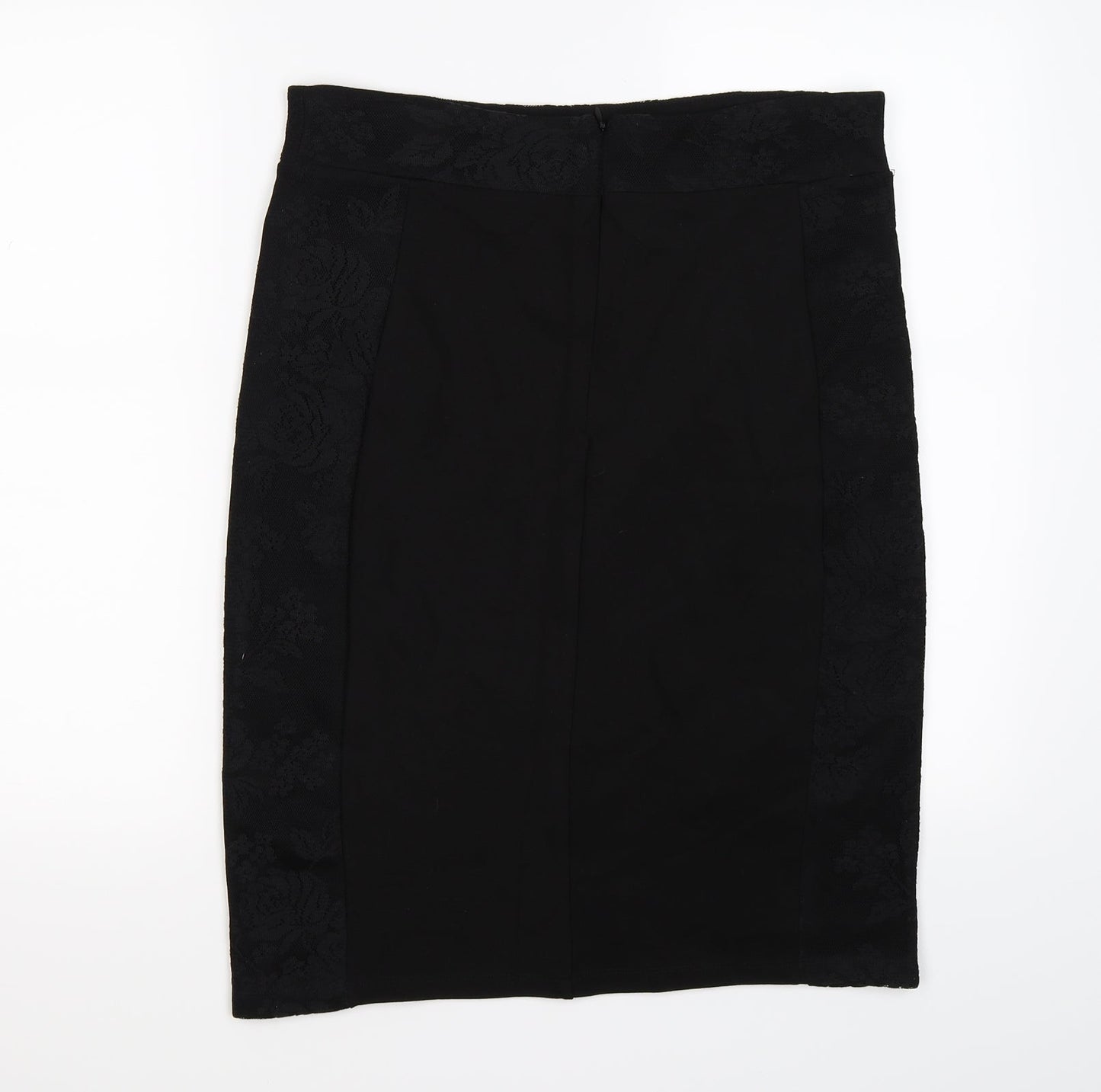 Oasis Womens Black Floral  Straight & Pencil Skirt Size L  - lace floral trim