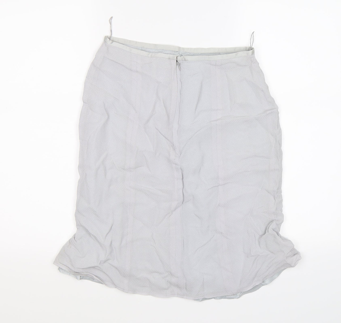 Preworn Womens Grey  Chiffon Flare Skirt Size 12