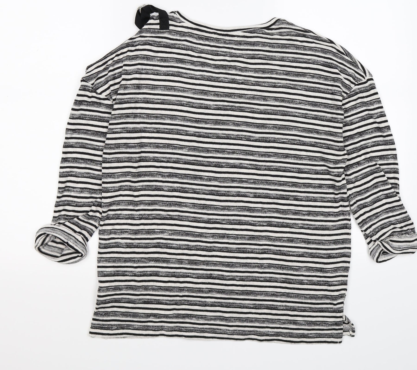Papaya Womens Grey Striped  Pullover Jumper Size 12  - one cold shoulder