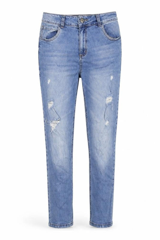 Front view of for me too women’s blue denim skinny jeans, size UK 10, 25-inch leg