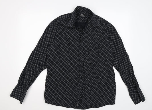 outrage Mens Black Argyle/Diamond   Button-Up Size M