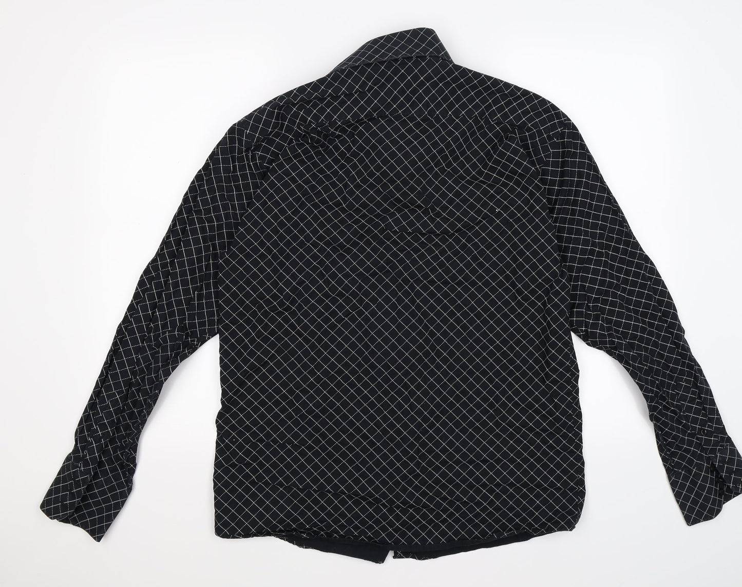 outrage Mens Black Argyle/Diamond   Button-Up Size M