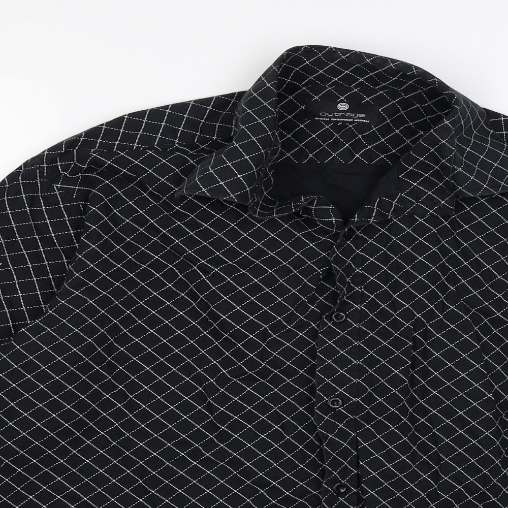 outrage Mens Black Argyle/Diamond   Button-Up Size M