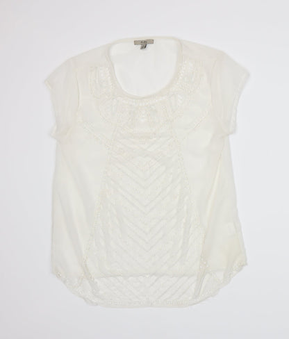 Front view of En Garde women’s white basic t-shirt, size M