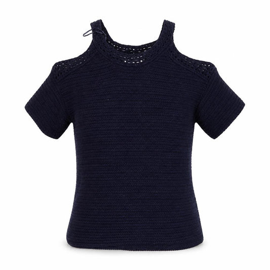Front view of F&F women’s blue knit jumper, size UK 6