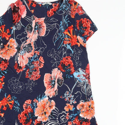 Close-up detail of Tu women’s blue floral a-line, size UK 12