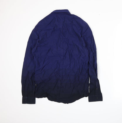 Back view of Seed men’s blue button-up, size S