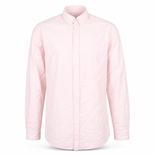 Front view of uni men’s pink dress shirt, size S