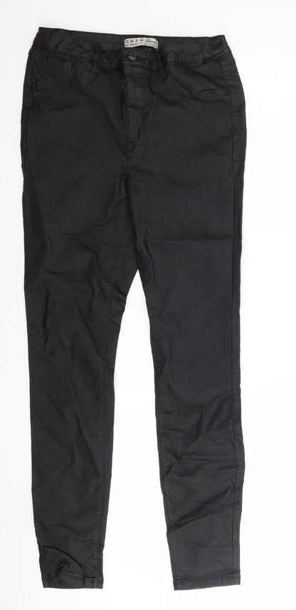 Additional front view of denim co women’s black trousers, size UK 12, 27-inch leg