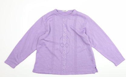 Additional front view of happit women’s purple jumper, size UK 18