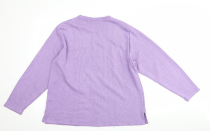 Back view of happit women’s purple jumper, size UK 18