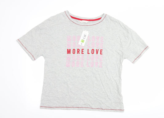 Marks and Spencer Womens Grey   Top Pyjama Top Size 12  - slogan