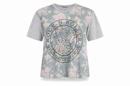 Front view of Atmosphere women’s grey basic t-shirt, size UK 8